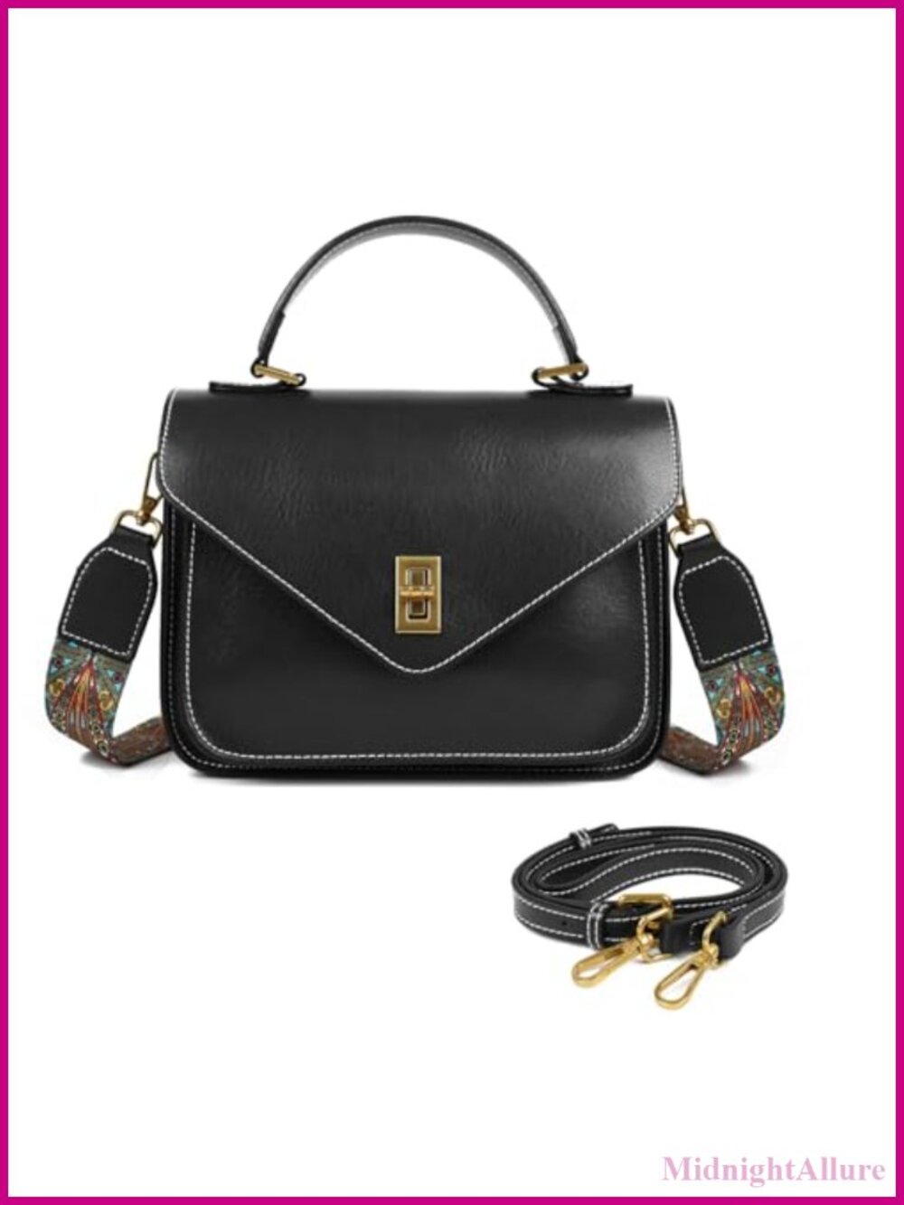 Genuine Leather Crossbody Shoulder Bag Women Adjustable Straps